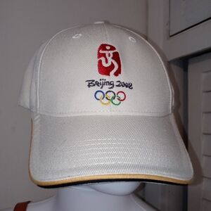 2008 BEIJING US OLYMPICS EMBROIDERED ADJUSTABLE BEIGE CAP